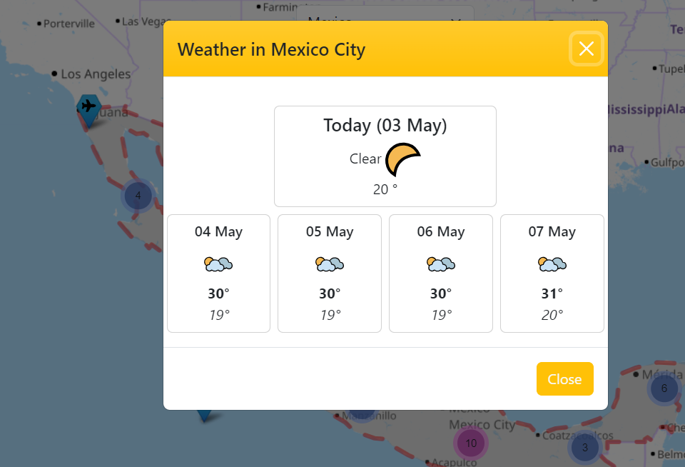 Weather Modal Example